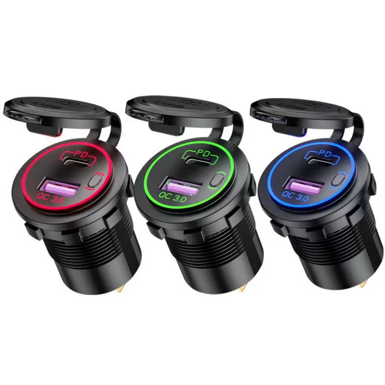 Корабль автомобиль RV мобильный телефон charger QC3.0 быстрая зарядка USB разъём с переключателем PD интерфейс 20W автомобильное зарядное