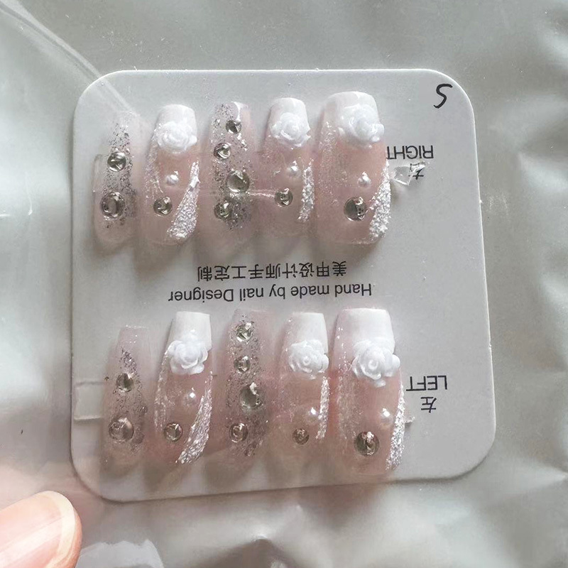 Kaiman desgaste hecho a mano fragmento de uñas con flash diamante Año Nuevo desgaste pieza de uñas puro deseo europeo y americano largo parche de uñas