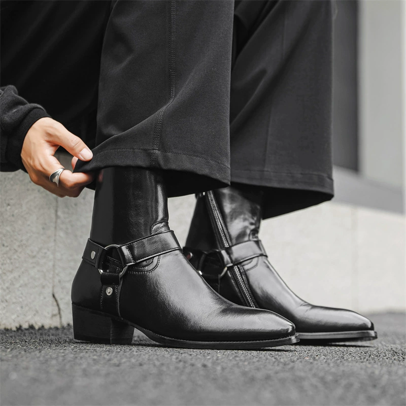 Новые сапоги Челси мужской наконечный европейский и американский характер кольца застегнул сапоги Мартин мужской прилив 66650-J