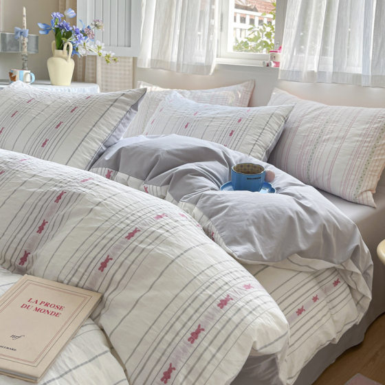 Can sleep naked 60 cotton washed cotton jacquard bed four-piece set cotton ins wind class a three-piece set of maternal and infant bedding