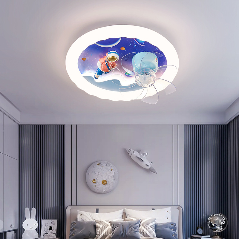 Gran vista jardín lámpara de ventilador de dormitorio 2026 nuevo dibujos animados luz de techo de la habitación de niños LED lámpara de ventilador 667L image 2