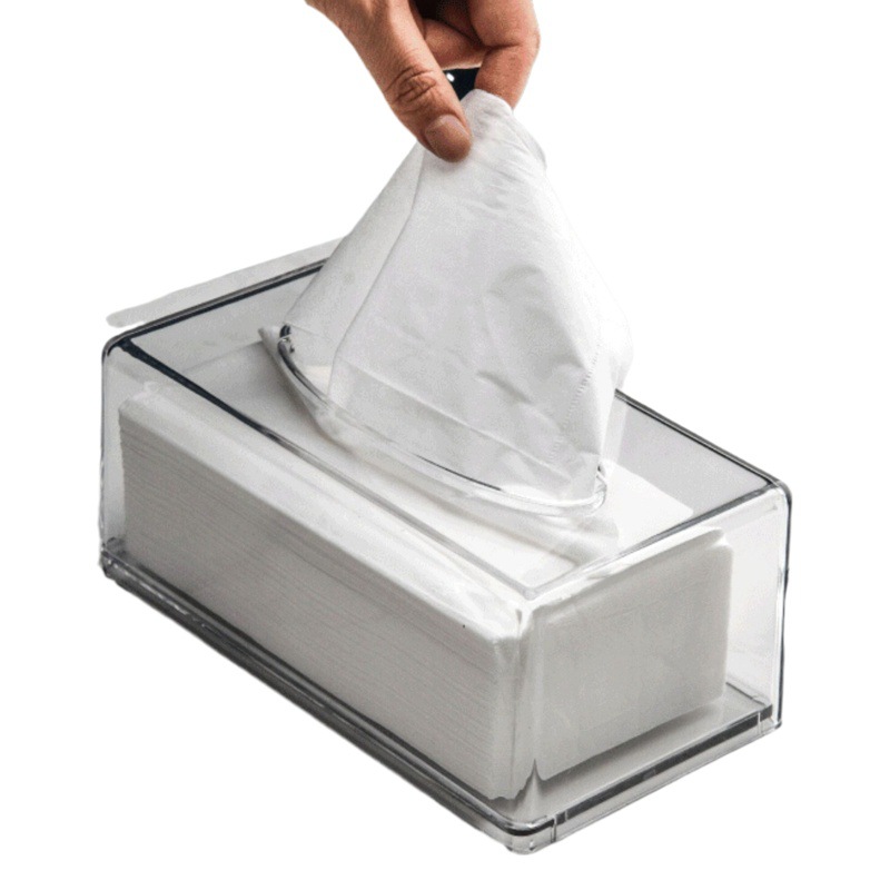 Caja de tejido acrílico transparente toalla cara caja de almacenamiento de escritorio cocina restaurante servilleta caja de tejido higiénico