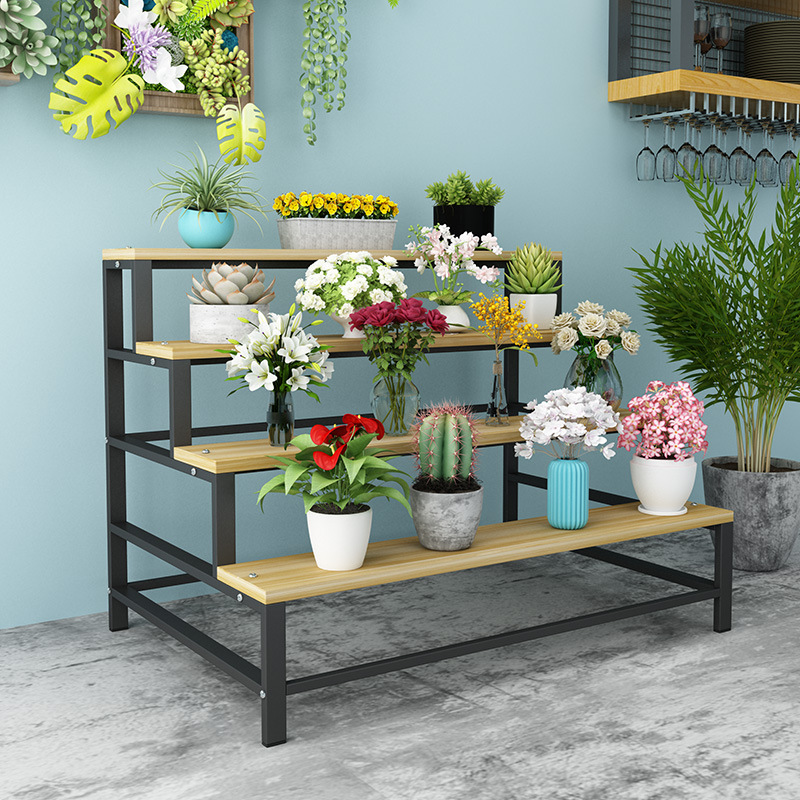 Flower Stand Multi-layer Living Room Rack Flower Pot Stand Florist Flower Bouquet Vase Iron Craft Floor Standing Fresh Flowers Balcony Display Stand
