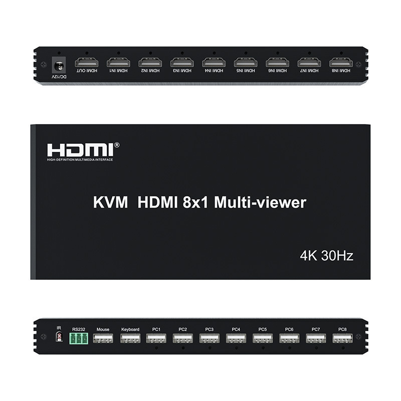 4Kkvmhdmi8 Screen Splitter with Rs232 Control Supports Mouse and Keyboard Control of 8 Computers