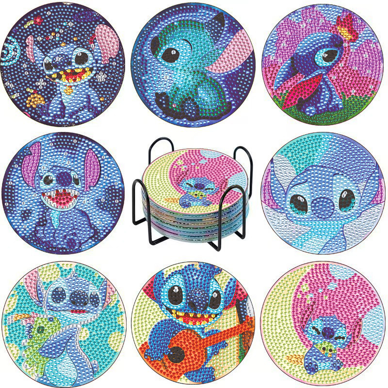 Aliexpress Cartoondiy Diamante Pinting Punts Perforador de tazas acrílicas caseras con portavasas Mickey Minnie Stitch