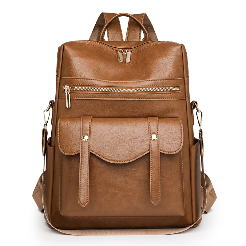 Mochila de PU de mujer retro de nuevo estilo transfronterizo moda de alto valor de gran capacidad paquete de mochila de doble propósito al por mayor