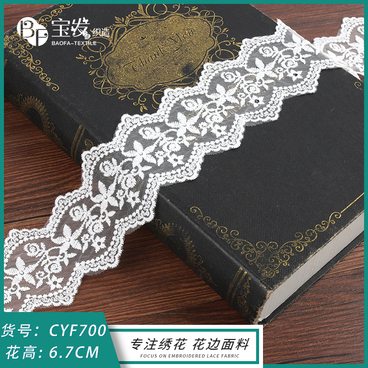 6.7cm mesh embroidered lace