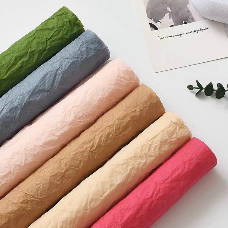 褶皱雪奈纸批发花店鲜花包装花束内衬纸手工原生纸花束包 装手揉