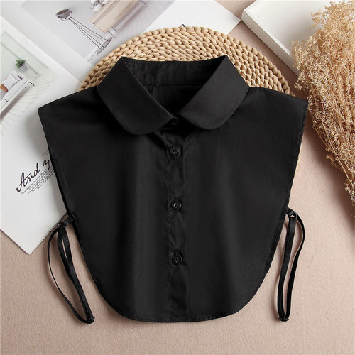 Pure white standing small lapel women's shirt fake collar black and white