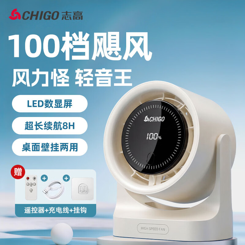 Ventilador pequeño Zhigao, ventilador eléctrico, mini ventilador de escritorio, ventilador de circulación de aire, mini ventilador silencioso recargable de doble uso montado en la pared
