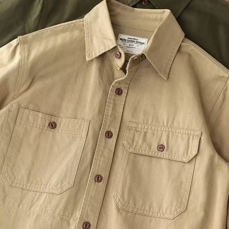 American-Style Heavy-Duty Vintage Work Shirt for Men, Long-Sleeve Loose Fit Tough Guy Hunting Shirt, Men's Spring Coach Jacket American-Style Heavy-Duty Vintage Work Shirt for Men, Long-Sleeve Loose Fit Tough Guy Hunting Shirt, Men's Spring Coach Jacket