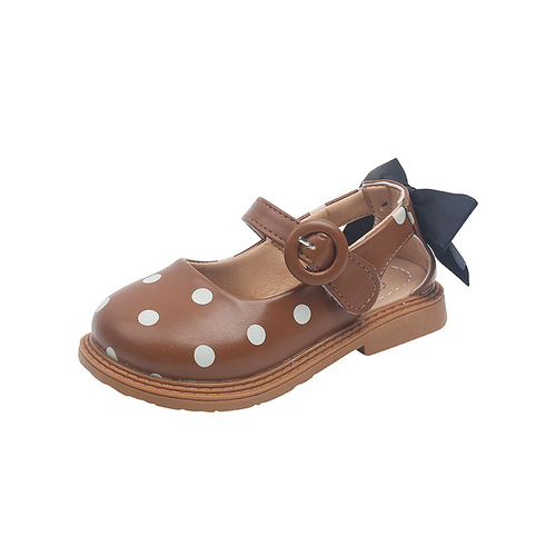  spring new style children's and women's leather shoes, princess shoes, children's dance shoes, polka dot bow shoes, dropshipping