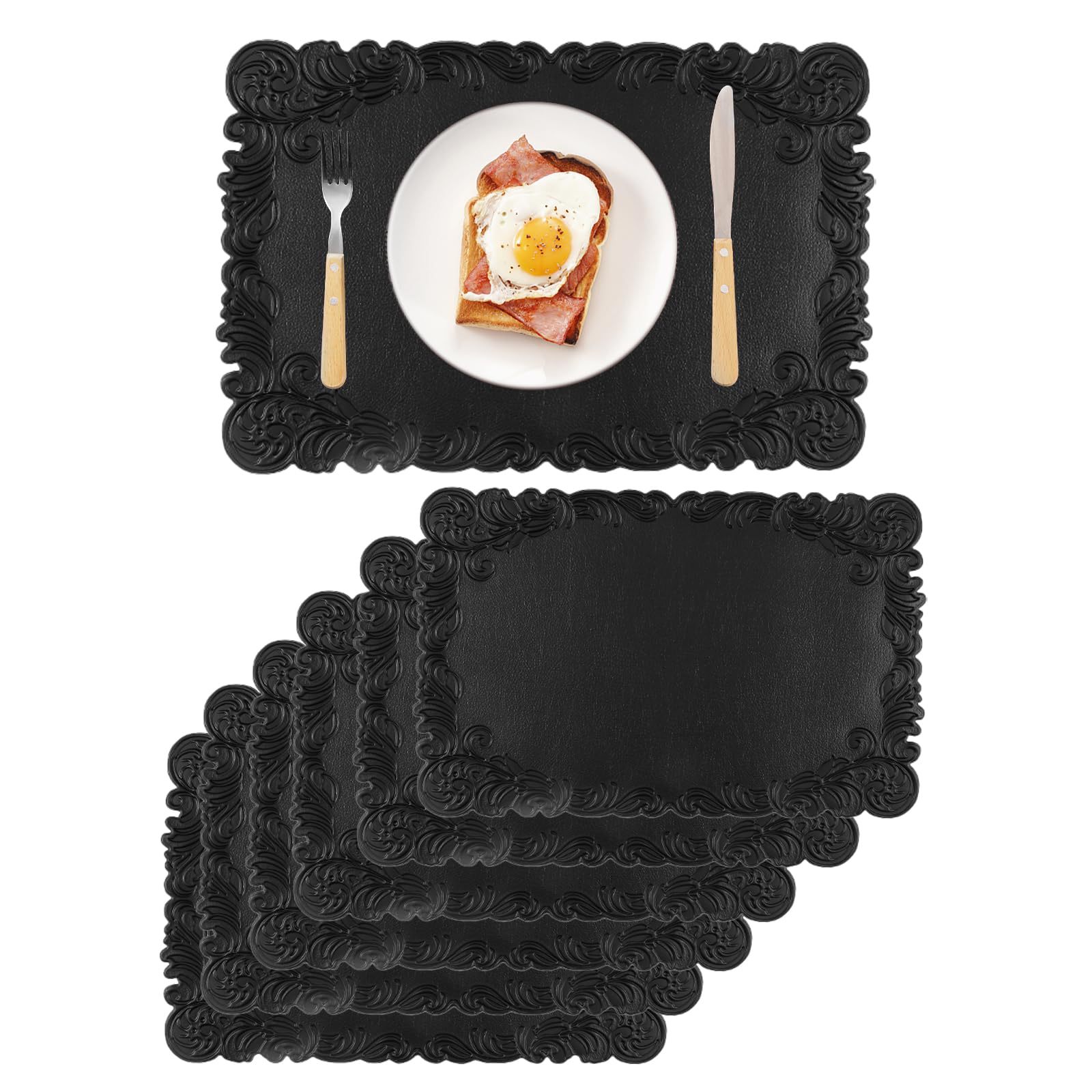 En relieve de cuero en relieve placemat vintage corte PVC placemat AISLAMIENTO impermeable montaña estera de mesa de comida occidental montaña estera de mesa