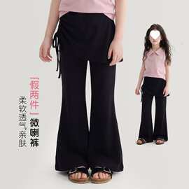 儿童裤子女童裙裤春夏款中小童打底裤带裙子一体女孩超软轻薄长裤