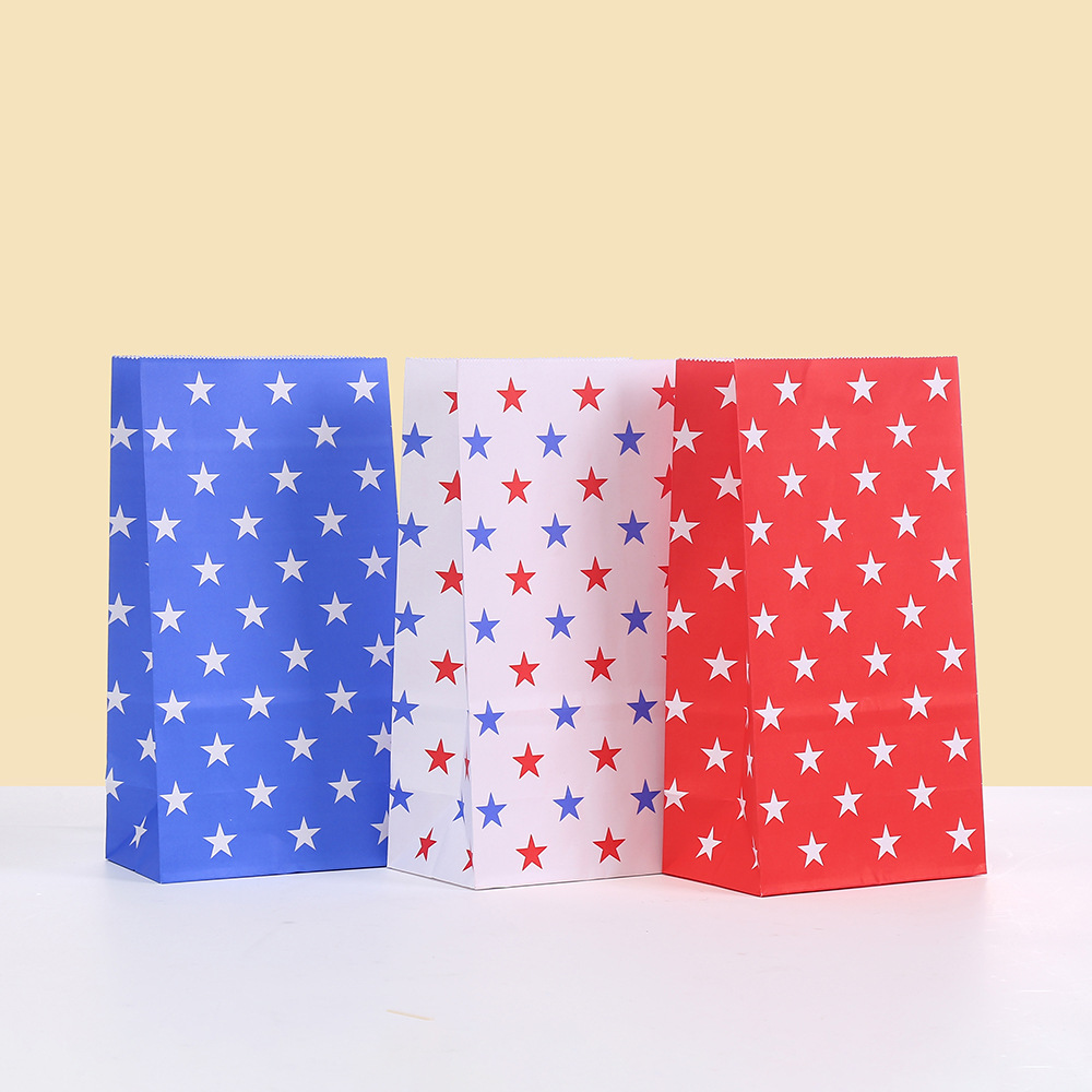 星星印花礼品包装袋平口零食糖果食品袋无手提商场购物打包袋批发