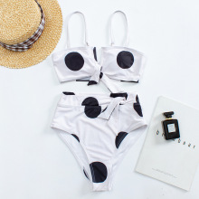 新款欧美女士泳衣性感高腰印花V托软包分体比基尼厂家直供