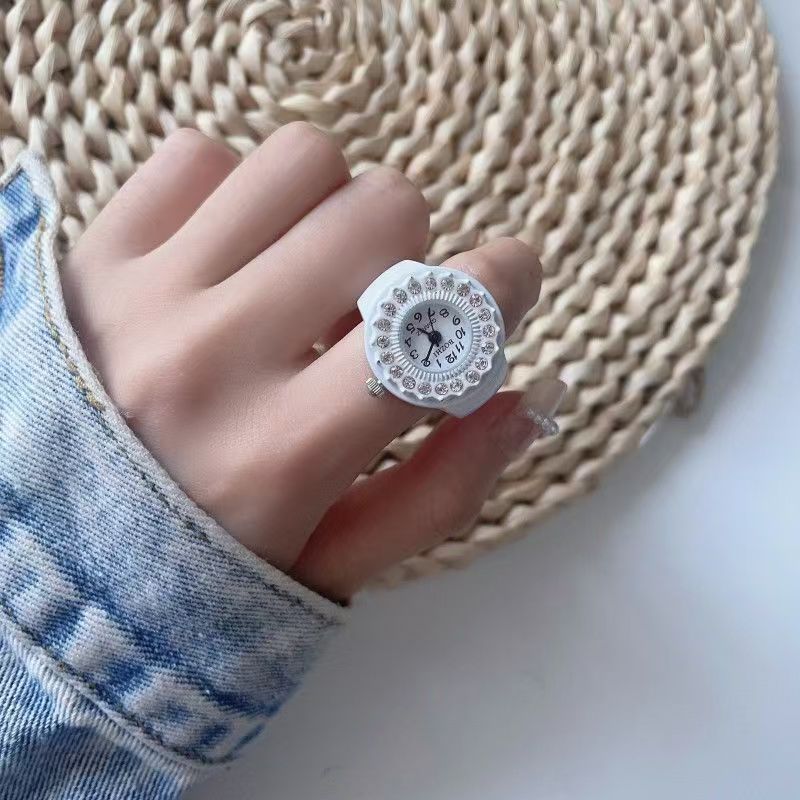 Pointer+Number Display Type One Piece Buckle Buckle Style Classic Style Round Square Heart Shape One Piece Buckle Quartz Watch Rings