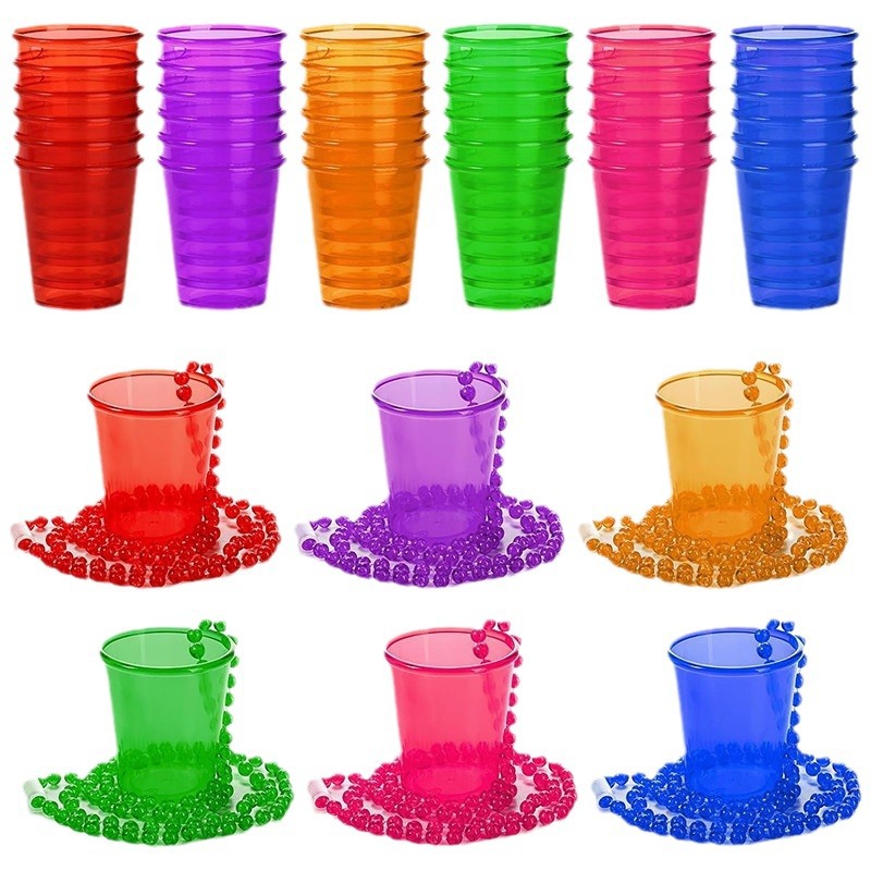 Vasos Pequeños para Fiesta — Mini Shots “Bride to Be” con Cadena de Perlas (Halloween/Bachelor)
