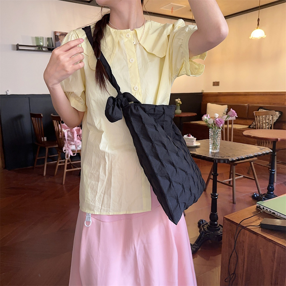 45153 Korean version pleated diamond-shaped bag for women, new casual large-capacity commuter underarm bag, crossbody single-shoulder bag for women undefined