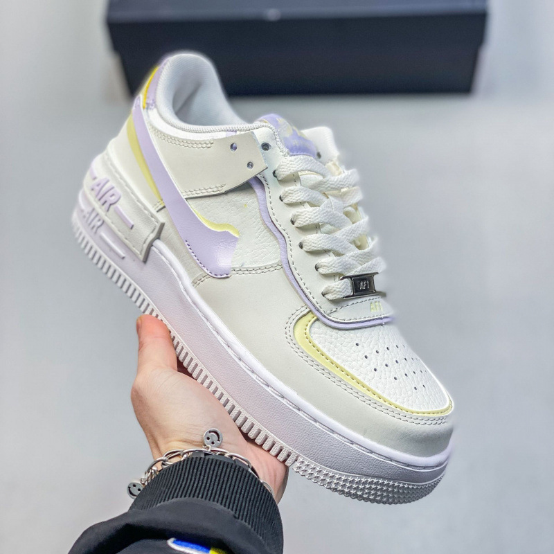 High-Quality Original Af1 Shadow Macaron Deconstructed Patchwork Air Force 1 Sneakers for Women, Thick-Soled, Height-Increasing, Versatile