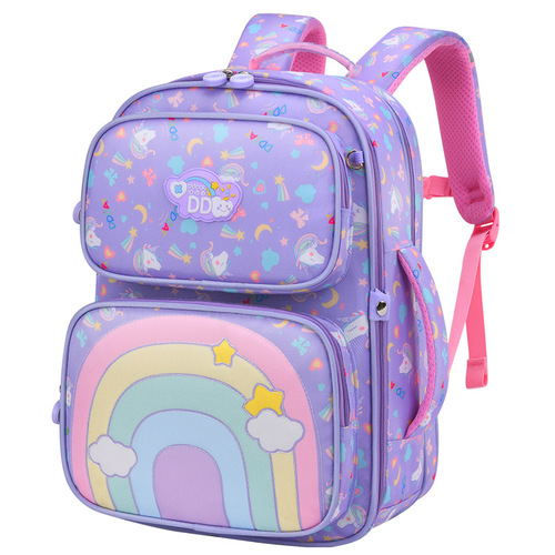 Dingdang Cat Elementary School Student Schoolbag Rainbow Girl Children's Dual-Shoulder Backpack Cute Princess Wholesale Distribution