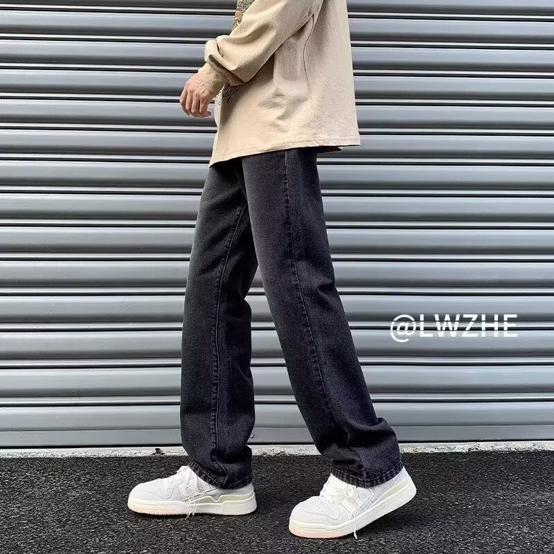 2024 otoño e invierno jeans estadounidenses hombres lavados y desgastados retro barro amarillo teñido marea calle alta holgada jeans rectos