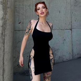 Hanging neck collar backless dress�o��첱�I����¶���B��ȹŮ