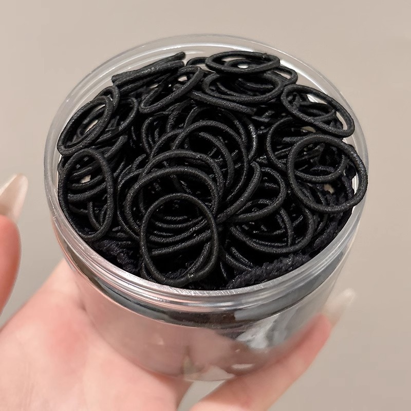 Cintas de goma negra de alta elasticidad y durabilidad para niños cabello de cabello de mujer anillo de cabello de cabello de cola de caballo no lesiones cubierta de cabello de cuero