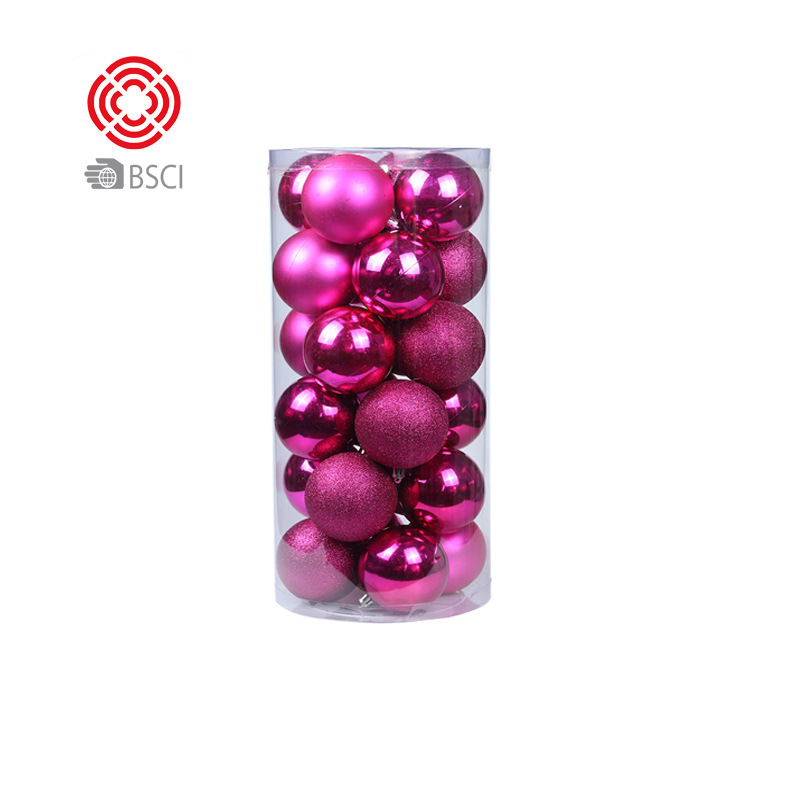 Decoraciones de Navidad 3/4/6/8cm24 bolas de Navidad traje de bolas de colores de plástico Bola de galvanoplastia árbol de Navidad colgante