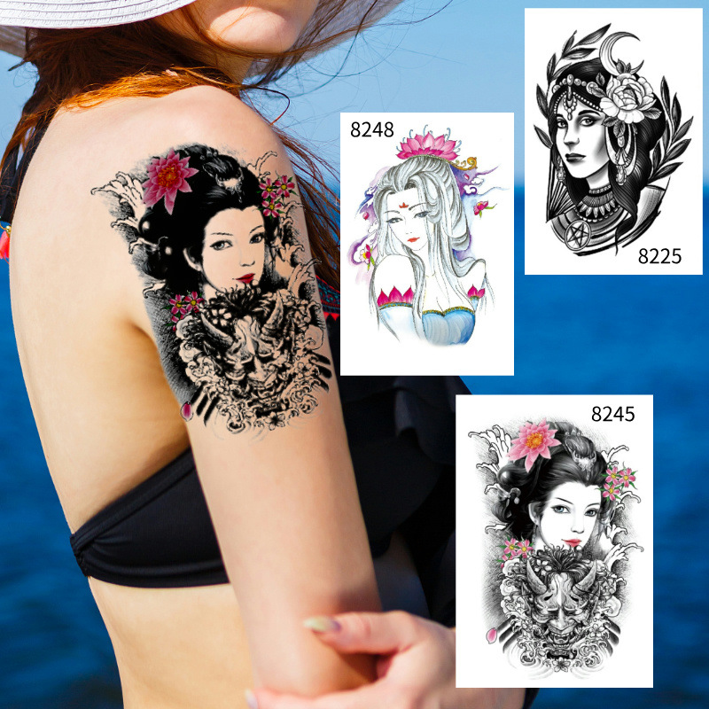 Pegatinas de tattoo se pueden fijar letras flor brazo tatuaje dibujos animados transfronterizo tatuaje pegatinas europeo y americano bronceado completo Volver al por mayor tatuaje
