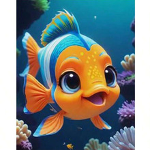 DIY 新款 爱笑的小丑鱼 钻石手工贴画客厅卧室装饰挂画钻石画创意