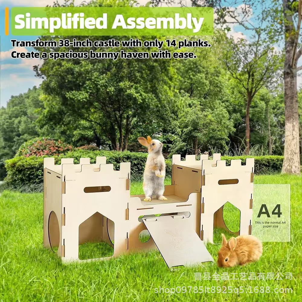 Nido de conejo ensamblado de madera, casa de escape desmontable para mascotas, túnel de madera, entretenimiento para mascotas, escondite de conejo aburrido