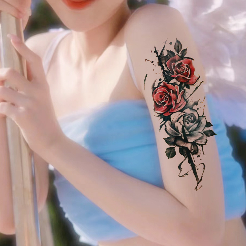 Pegatinas de tatuaje impermeables de brazo completo con símbolos, totems, animales y calaveras, disponibles para venta al por mayor y suministro transfronterizo.