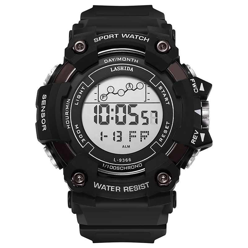 Reloj electrónico impermeable japonés multifuncional de los hombres Venta caliente transfronteriza luminosa digital gran dial reloj electrónico reloj deportivo