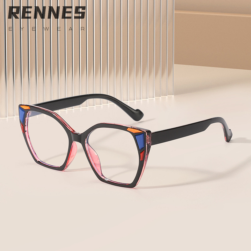 Nuevo estilo retro moderno moda caja ins mismo estilo gafas de sol para exteriores 2024 gafas anti-luz azul sin maquillaje