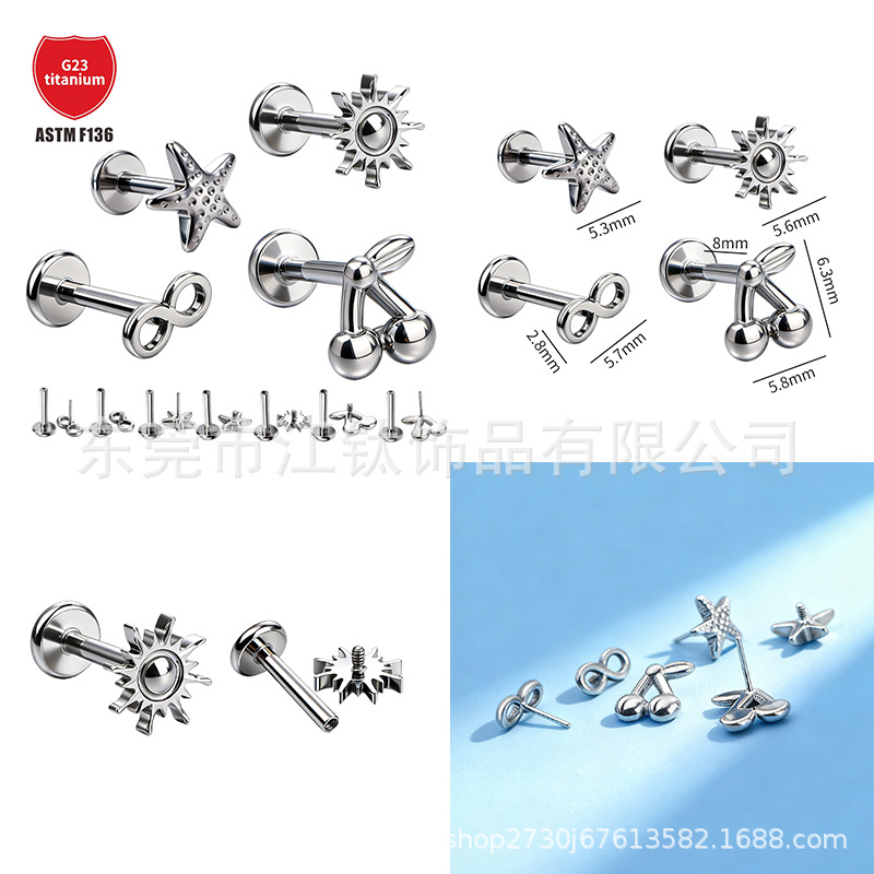 Pointed titanium steel lip stud product view