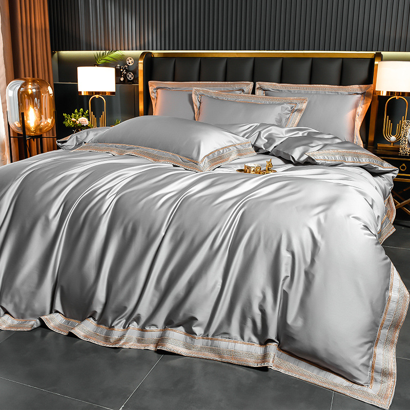 100 algodón australiano largo algodón satin homenaje bordado cuatro piezas set de algodón desnudo cama cama cama de gama alta