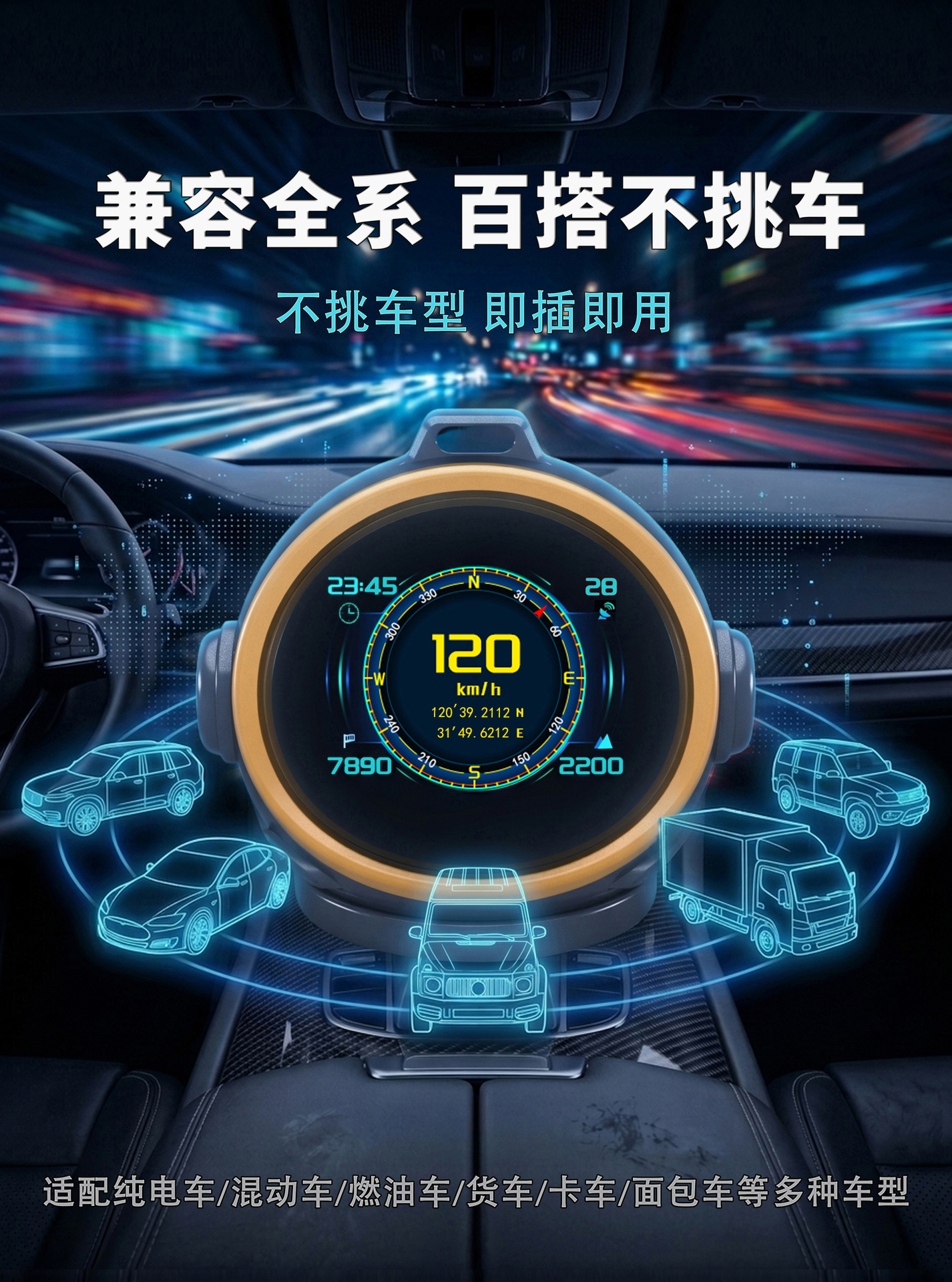 Tuchian Ironhead 3 Head-Up Display HUD Multifunctional GPS Speedometer, Altimeter, Compass, Slope Meter, Clock