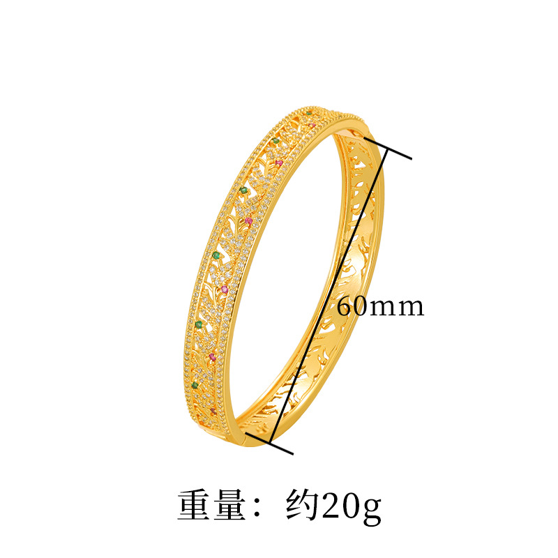 Nuevo hueco tallado flor pulsera multicolor circón flor vid pulsera mujer exquisita Luz de lujo todo partido fila diamante joyería al por mayor