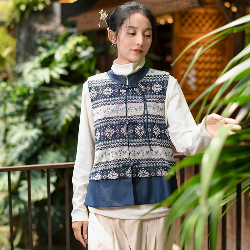 Новая китайская женская одежда ранней осенью 2024 новый жилет женский дизайн чувство национального стиля жилет ретро высокого уровня без рукавов
