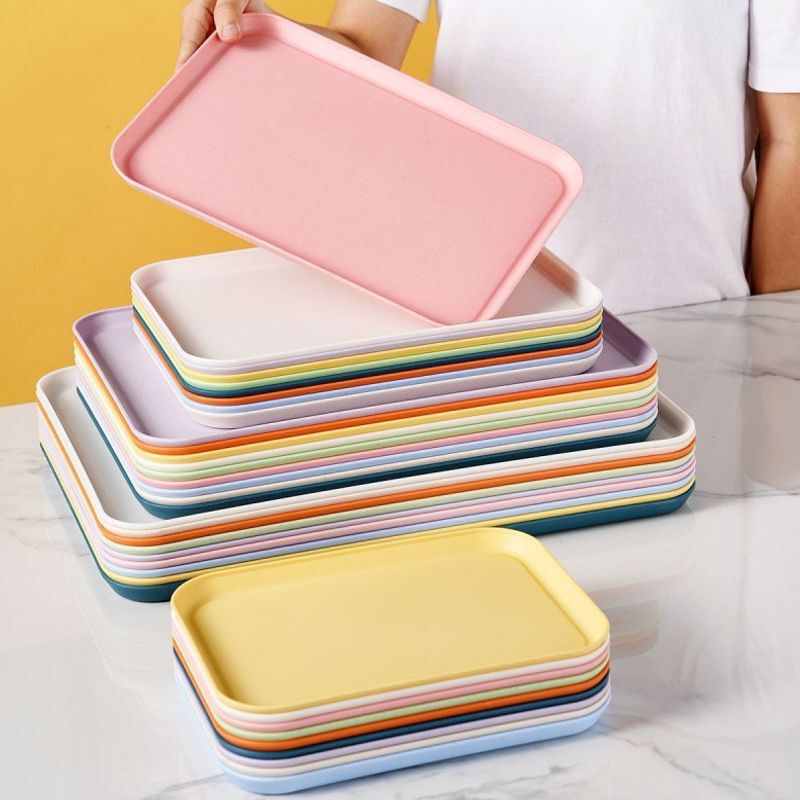 Rectangular tray, tea tray, household use, available in large and small sizes, for storing tea, snacks, cakes, fruits, and other treats; plastic serving tray Rectangular tray, tea tray, household use, available in large and small sizes, for storing tea, snacks, cakes, fruits, and other treats; plastic serving tray