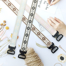 欧美提花图纹刺绣民族风腰带女境外机能插扣个性装饰设计搭配腰带