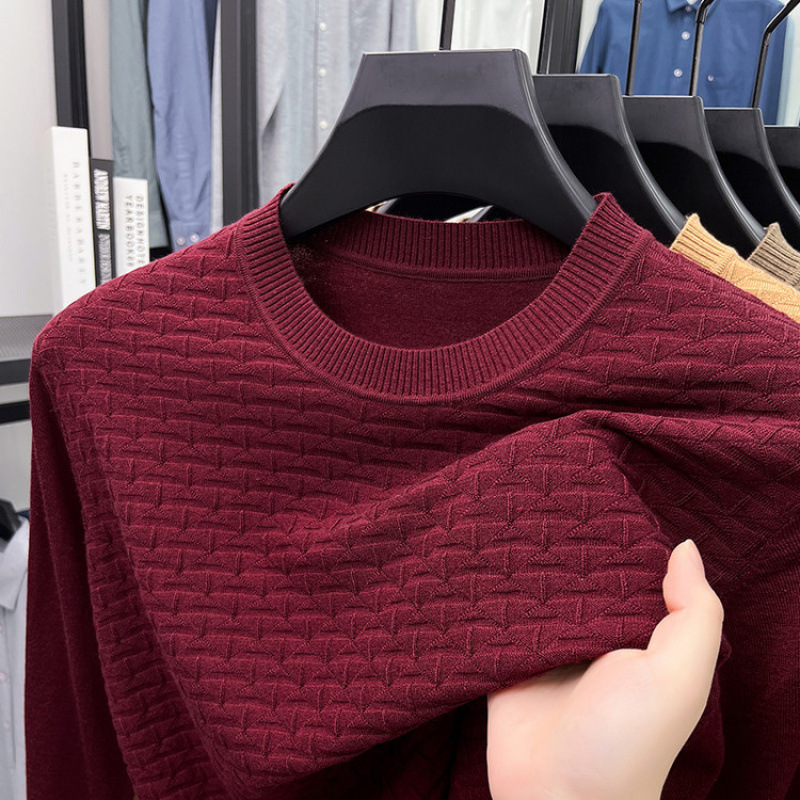 Cashmere + Mulberry Silk Thin Long-Sleeved Knitwear 2025 Autumn Men's Round Neck Half Turtleneck Sweater Base Layer