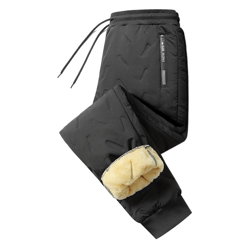 Pantalones de algodón de lana de cordero de invierno papá pantalones de algodón de mediana edad y ancianos hombres sueltos al aire libre forrado de lana gruesa pantalones calientes hombres más tamaño