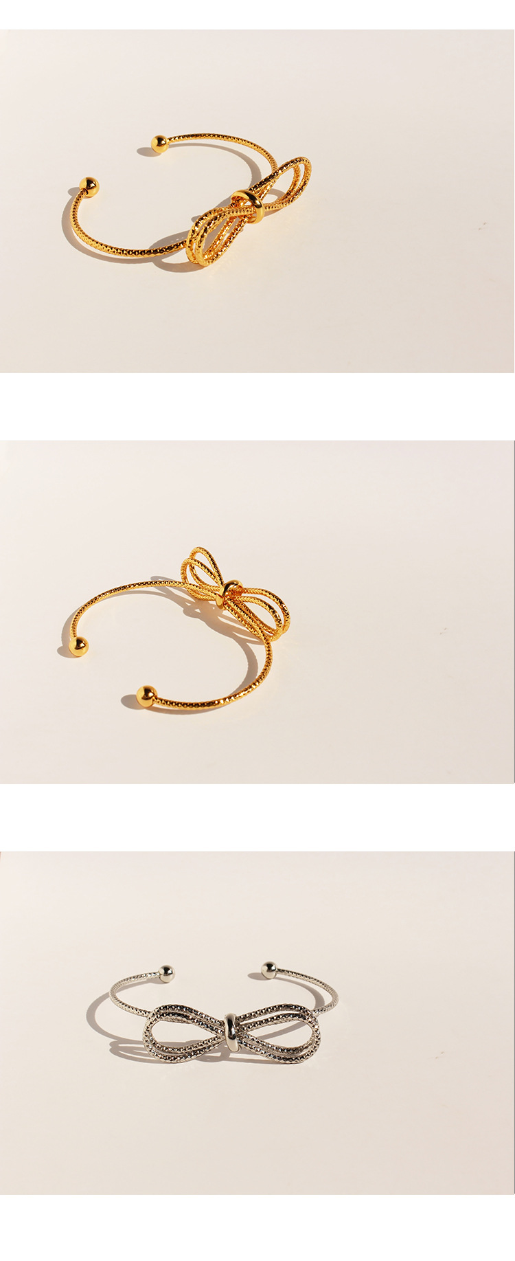 Laiton Plaqué Or 18K Sucré Style Simple Noeud D'Arc Bracelet display picture 1