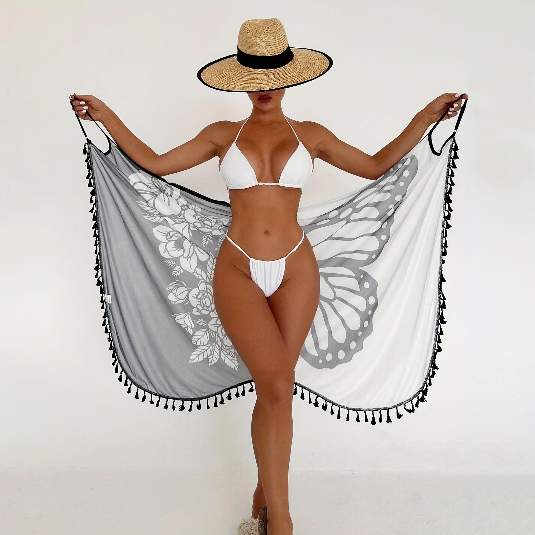 Falda Envolvente Playera de Colores Contrastantes para Mujer de Poliéster con Tirantes para Playa y Termas