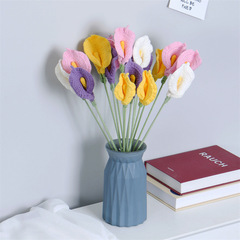 Handmade Creative Woven Lily Flower Arrangement Preserved Flower Artificial Bouquet Crochet Matching Handheld Flower Gift