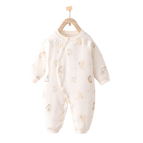 Cute Deer Newborn Spring and Autumn Thin Cotton Bodysuit Top Baby Pure Cotton Warm Crawling Suit 40g Cotton Clothing Infant Apparel