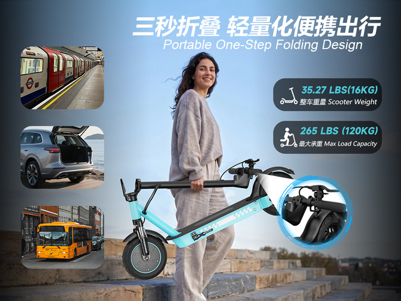 Overseas warehouse delivery of adult folding electric scooters 10inch with front and rear dual shock absorbers, cross-border wholesale from the source manufacturer
