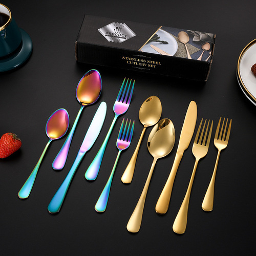 Cross-border Amazon Western food knife and fork set 1010 stainless steel tableware 20-piece set 24-piece set steak knife, fork and spoon